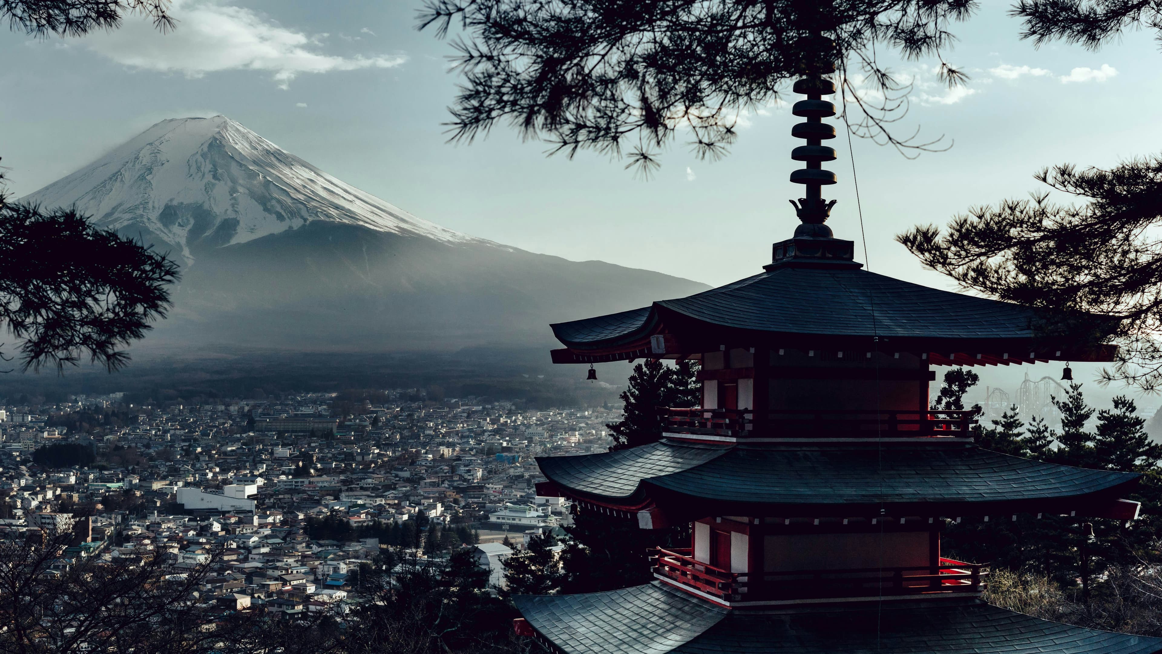 Japanese landscape with Mount Fuji